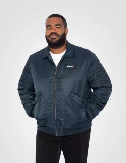 Bomber CWU bleu marine en nylon recyclé, coupe ajustée, grande taille - MARINE