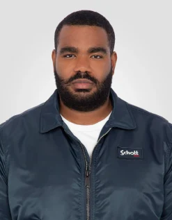 Bomber CWU bleu marine en nylon recyclé, coupe ajustée, grande taille - MARINE