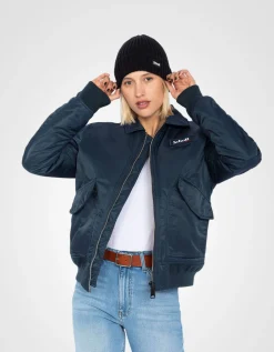Bomber CWU bleu marine en nylon recyclé, coupe ajustée - MARINE
