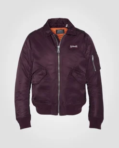 Bomber CWU bordeaux foncé en nylon recyclé, coupe ajustée - BORDEAUX FONCÉ
