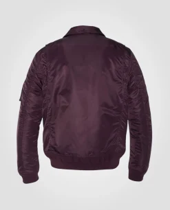Bomber CWU bordeaux foncé en nylon recyclé, coupe ajustée - BORDEAUX FONCÉ