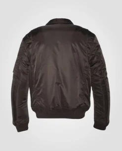 Bomber CWU marron foncé en nylon recyclé, coupe ajustée, grande taille - MARRON FONCÉ