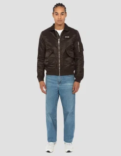 Bomber CWU marron foncé en nylon recyclé, coupe ajustée - MARRON FONCÉ