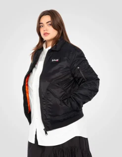 Bomber CWU noir en nylon recyclé, coupe ajustée, grande taille - NOIR