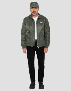 Bomber CWU sage kaki en nylon recyclé, coupe ajustée - SAGE KAKI