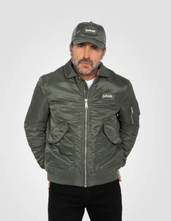 Bomber CWU sage kaki en nylon recyclé, coupe ajustée - SAGE KAKI