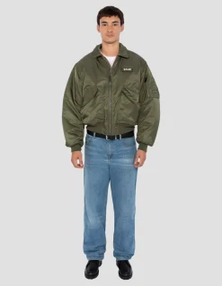 Bomber CWU 90's army kaki en nylon recyclé, coupe oversize - ARMY KAKI