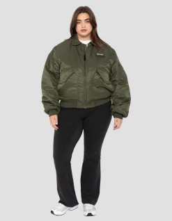 Bomber CWU 90's army kaki en nylon recyclé, coupe oversize, grande taille - ARMY KAKI