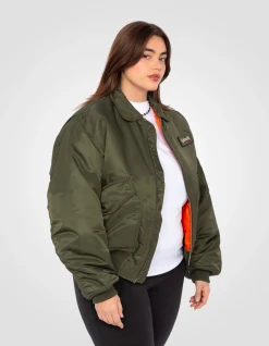 Bomber CWU 90's army kaki en nylon recyclé, coupe oversize, grande taille - ARMY KAKI