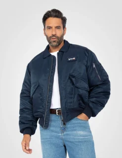 Bomber CWU 90's bleu marine en nylon recyclé, coupe oversize - MARINE