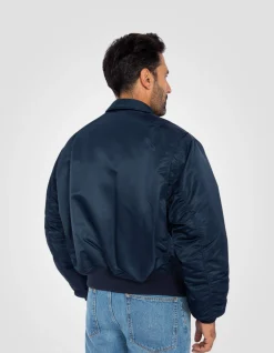 Bomber CWU 90's bleu marine en nylon recyclé, coupe oversize - MARINE