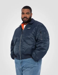 Bomber CWU 90's bleu marine en nylon recyclé, coupe oversize, grande taille - MARINE
