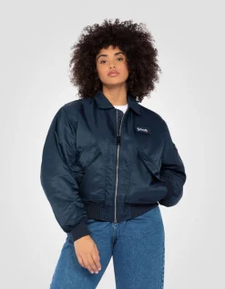 Bomber CWU 90's bleu marine en nylon recyclé, coupe oversize - MARINE