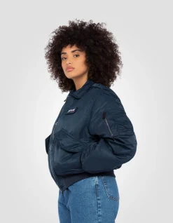 Bomber CWU 90's bleu marine en nylon recyclé, coupe oversize - MARINE