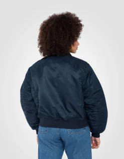 Bomber CWU 90's bleu marine en nylon recyclé, coupe oversize - MARINE