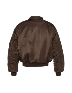 Bomber CWU 90's marron foncé en nylon recyclé, coupe oversize, grande taille - MARRON FONCÉ