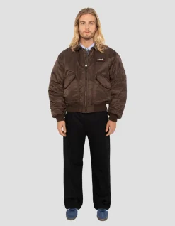 Bomber CWU 90's marron foncé en nylon recyclé, coupe oversize - MARRON FONCÉ