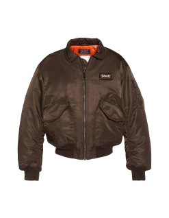 Bomber CWU 90's marron foncé en nylon recyclé, coupe oversize - MARRON FONCÉ