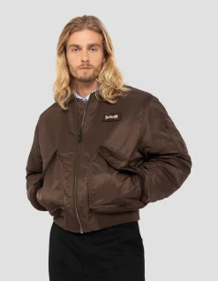 Bomber CWU 90's marron foncé en nylon recyclé, coupe oversize - MARRON FONCÉ