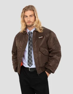 Bomber CWU 90's marron foncé en nylon recyclé, coupe oversize - MARRON FONCÉ
