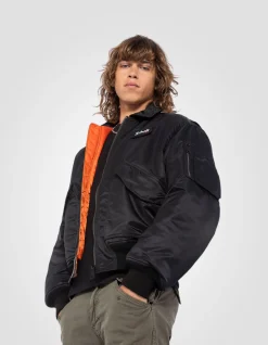 Bomber CWU 90's noir en nylon recyclé, coupe oversize - NOIR