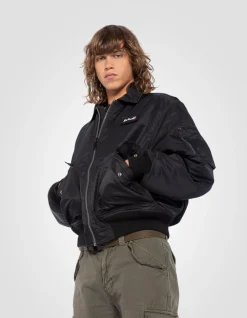 Bomber CWU 90's noir en nylon recyclé, coupe oversize - NOIR