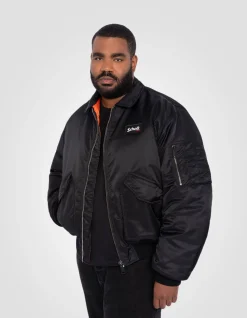 Bomber CWU 90's noir en nylon recyclé, coupe oversize, grande taille - NOIR