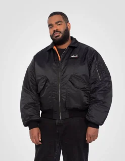 Bomber CWU 90's noir en nylon recyclé, coupe oversize, grande taille - NOIR