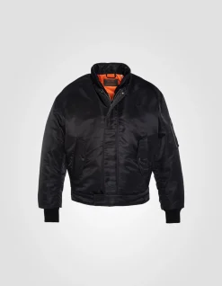 Bomber flyer 90's noir, veste amovible, en nylon recyclé - NOIR
