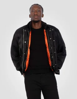 Bomber flyer 90's noir, veste amovible, en nylon recyclé - NOIR