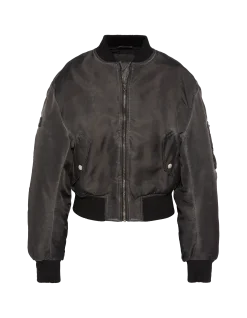 Bomber lavé oversize noir - NOIR