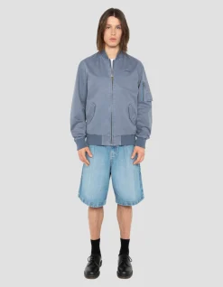 Bomber MA-1 bleu lac, coton lavé - BLEU LAC