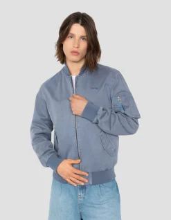 Bomber MA-1 bleu lac, coton lavé - BLEU LAC