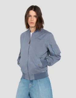 Bomber MA-1 bleu lac, coton lavé - BLEU LAC