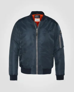 Bomber MA-1 bleu marine en nylon recyclé, coupe ajustée - MARINE