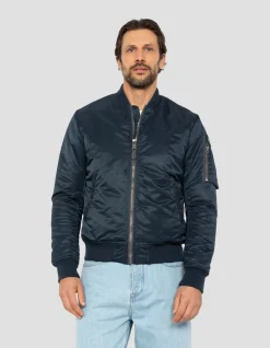 Bomber MA-1 bleu marine en nylon recyclé, coupe ajustée - MARINE