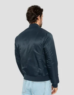 Bomber MA-1 bleu marine en nylon recyclé, coupe ajustée - MARINE