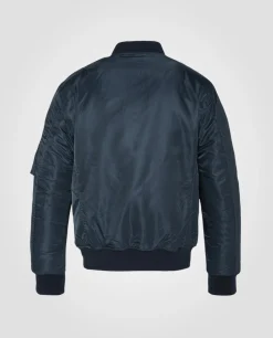 Bomber MA-1 bleu marine en nylon recyclé, coupe ajustée - MARINE