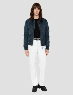 Bomber MA-1 bleu marine en nylon recyclé, coupe ajustée - MARINE