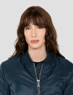 Bomber MA-1 bleu marine en nylon recyclé, coupe ajustée - MARINE