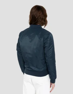 Bomber MA-1 bleu marine en nylon recyclé, coupe ajustée - MARINE
