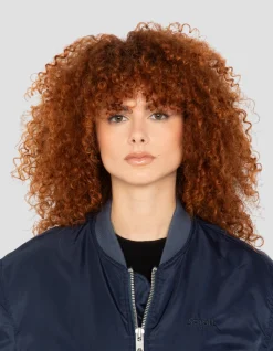 Bomber MA-1 lavé bleu marine foncé en nylon recyclé, coupe confort - MARINE FONCÉ