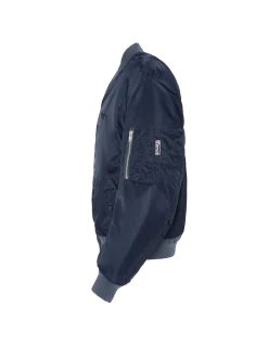 Bomber MA-1 lavé bleu marine foncé en nylon recyclé, coupe confort - MARINE FONCÉ