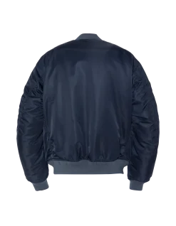 Bomber MA-1 lavé bleu marine foncé en nylon recyclé, coupe confort - MARINE FONCÉ