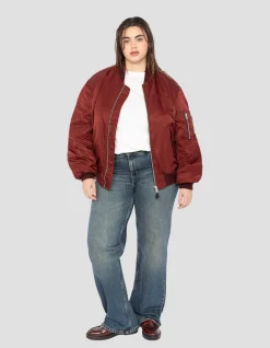 Bomber MA-1 lavé cordovan en nylon recyclé, coupe confort, grande taille - CORDOVAN