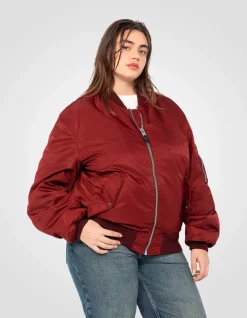 Bomber MA-1 lavé cordovan en nylon recyclé, coupe confort, grande taille - CORDOVAN