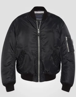 Bomber MA-1 lavé noir en nylon recyclé, coupe confort - NOIR
