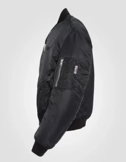 Bomber MA-1 lavé noir en nylon recyclé, coupe confort - NOIR