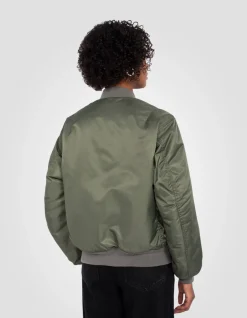 Bomber MA-1 lavé vert en nylon recyclé, coupe confort - VERT US