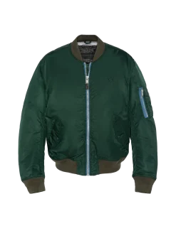 Bomber MA-1 lavé vert forêt en nylon recyclé, coupe confort - VERT FORÊT